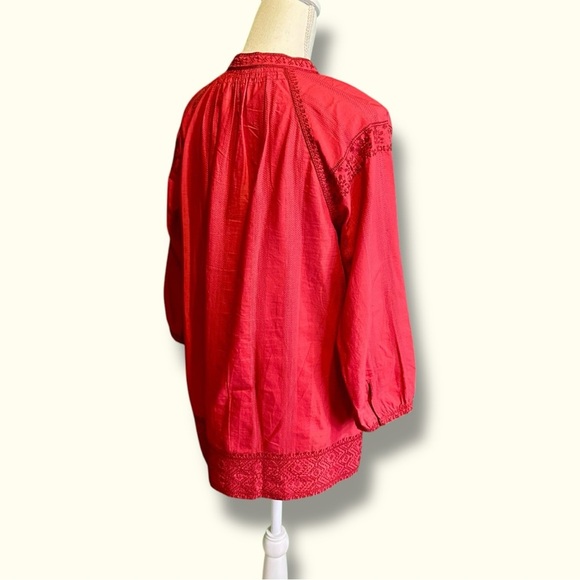 Madewell ‘Camelia’ Embroidered Cotton Gauze Tassel Neck Top in Red Size Small - Picture 13 of 16